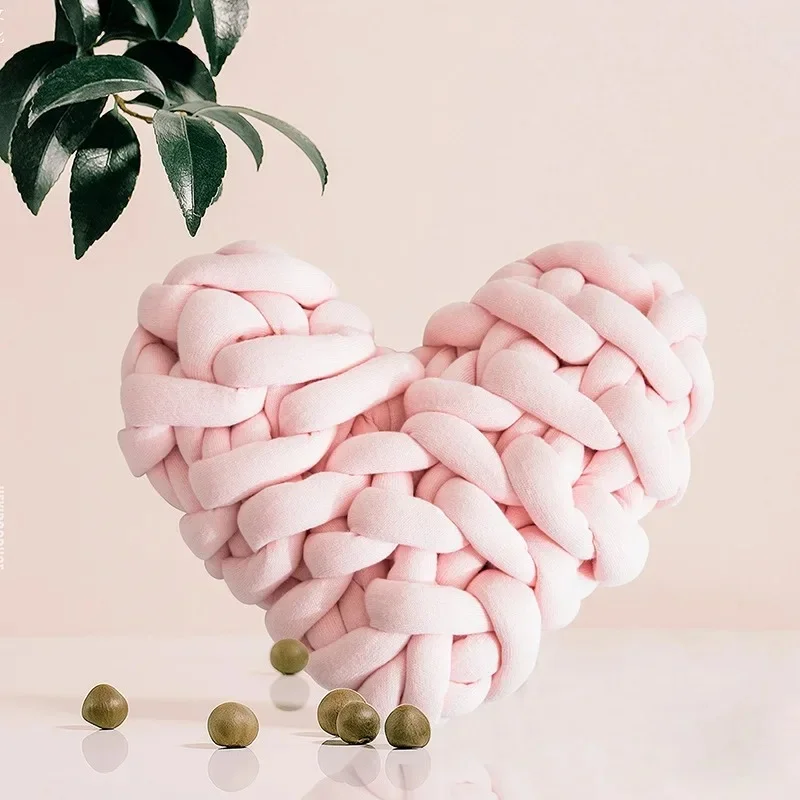 Chunky-knit heart pillow