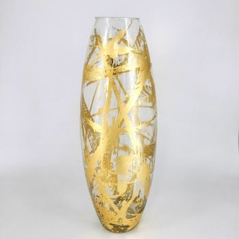 AMARYLLIS 20" Marble Gold Gilded Glass Bullet Vase